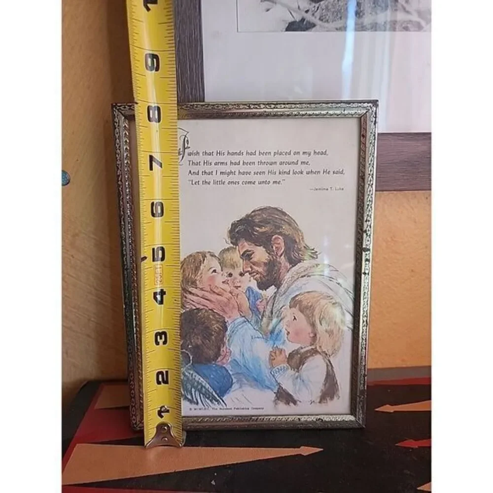 Vintage Jemima T. Luke Jesus With Children Plaque Picture Wall Hanging Religious